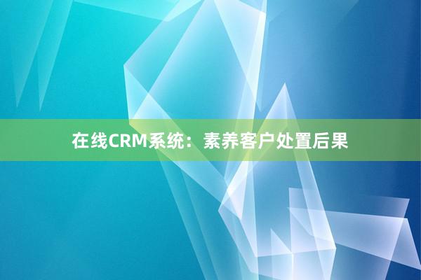 在线CRM系统:素养客户处置后果